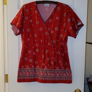 UA Scrubs Red Handkerchief Print